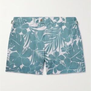 Tom Ford Teal Floral Swim Trunks